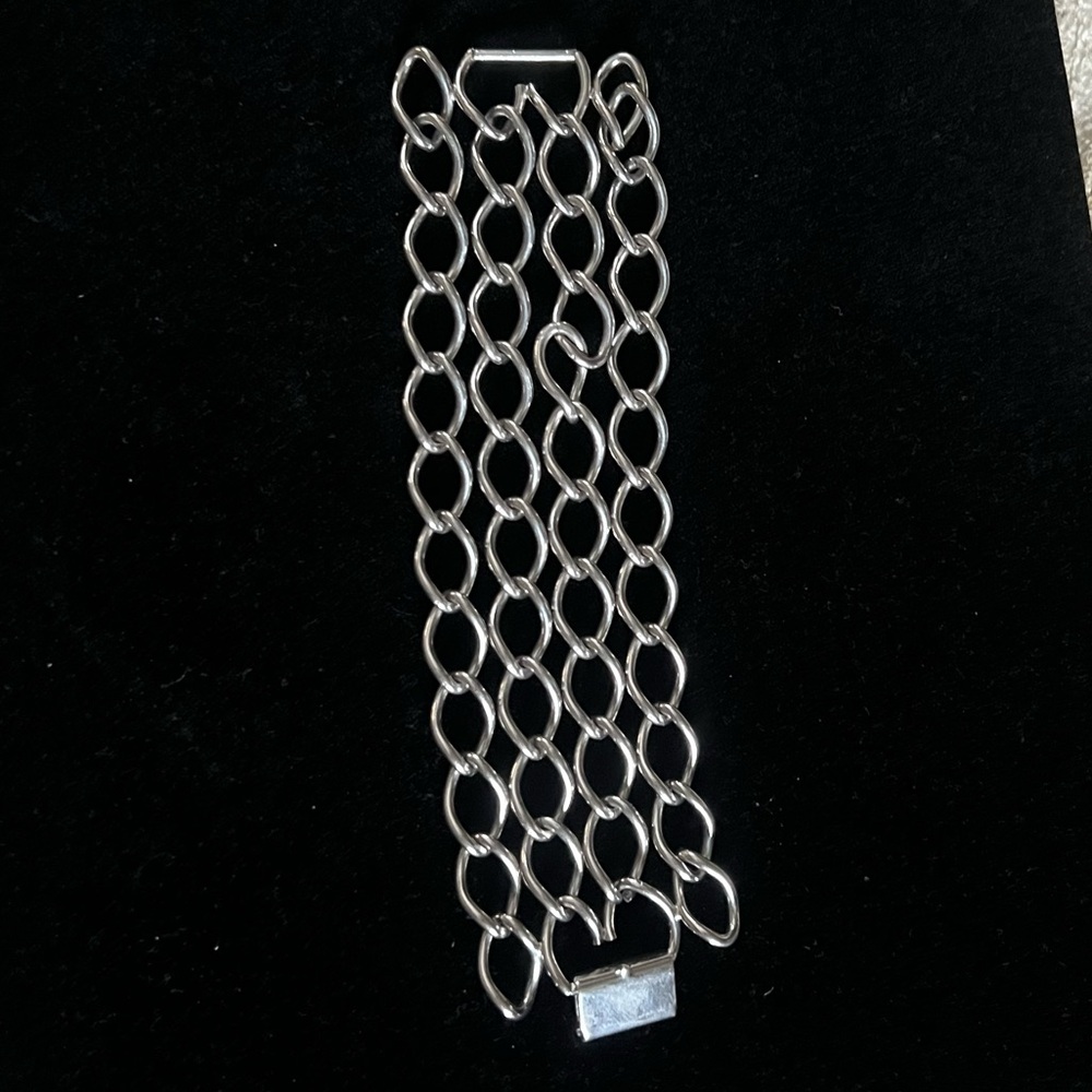 Coro Silver Tone Wide Link Bracelet